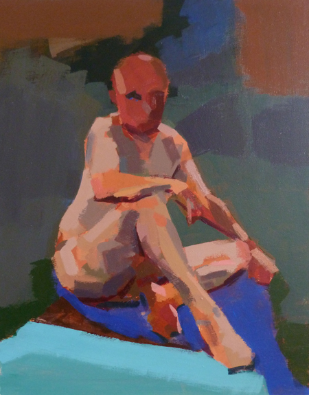 Acrylic study of male life model seated