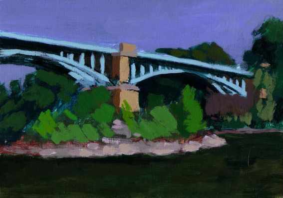 Painting of a bridge on the Ardeche River