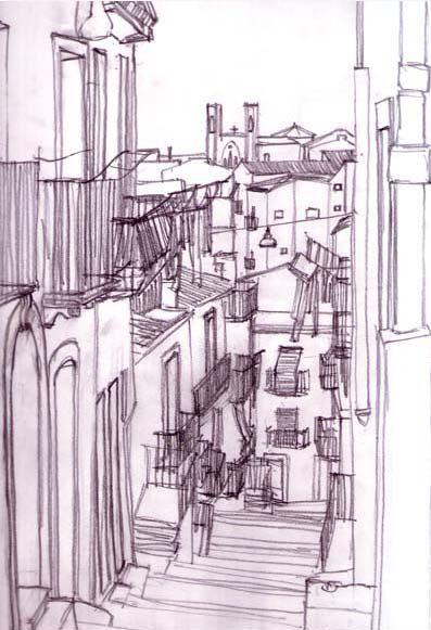 Sketch of Caltagirone street