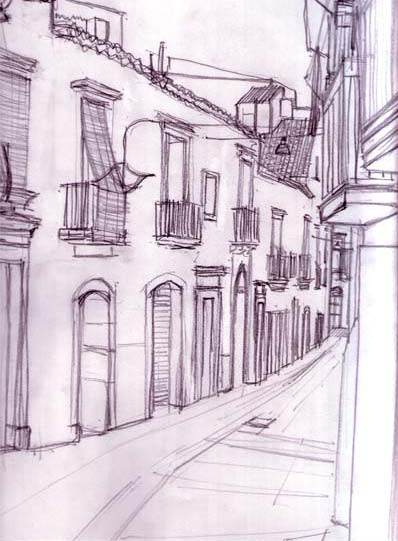 Sketch of Caltagirone street