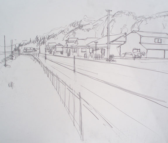 Sketch of houses near Hitoyoshi