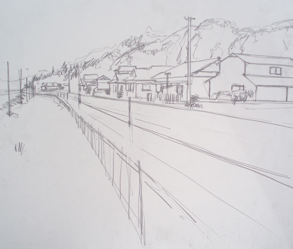 Sketch of houses near Hitoyoshi