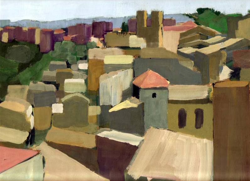 Painting of the old town, Caltagirone