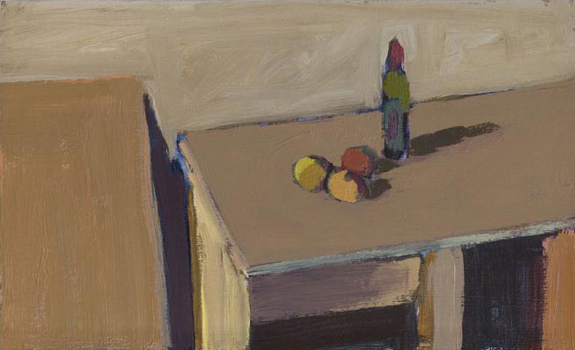 Still life: Bottle and apples