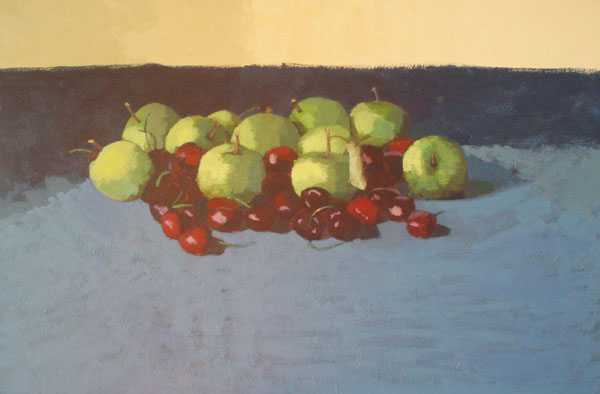 Still life: Apples and cherries