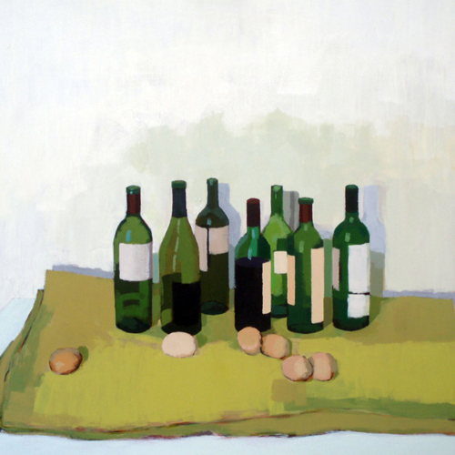 Still life: Bottles and eggs